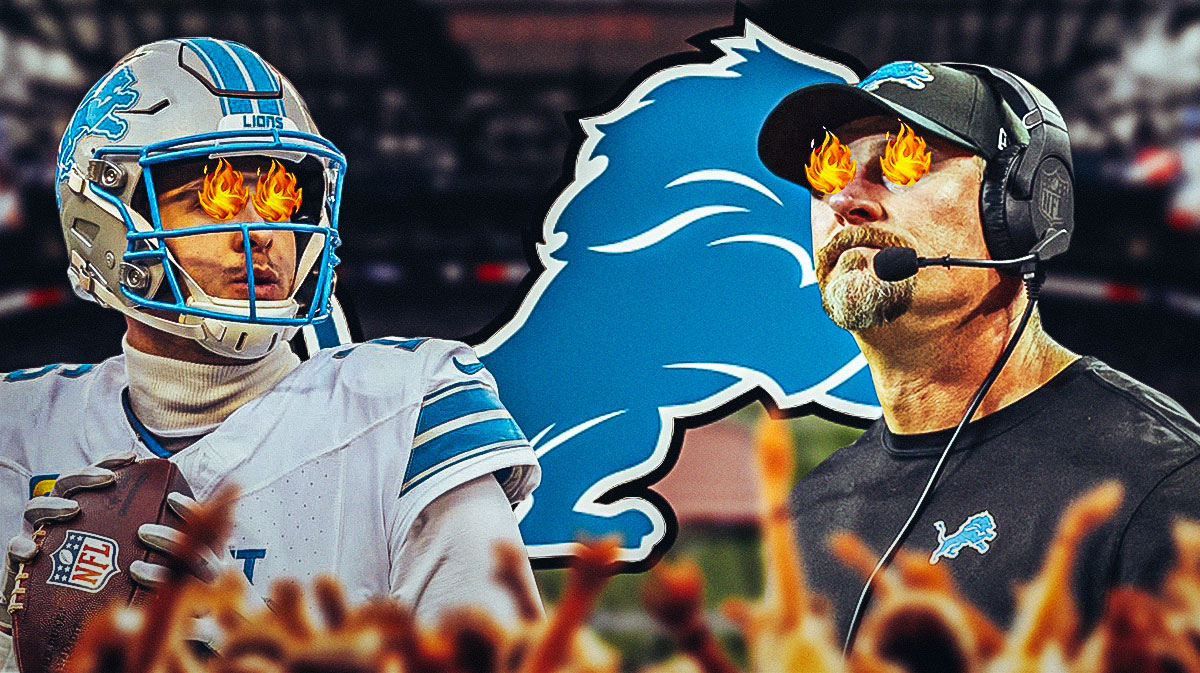 Lions Jared Goff and Dan Campbell looking fired up