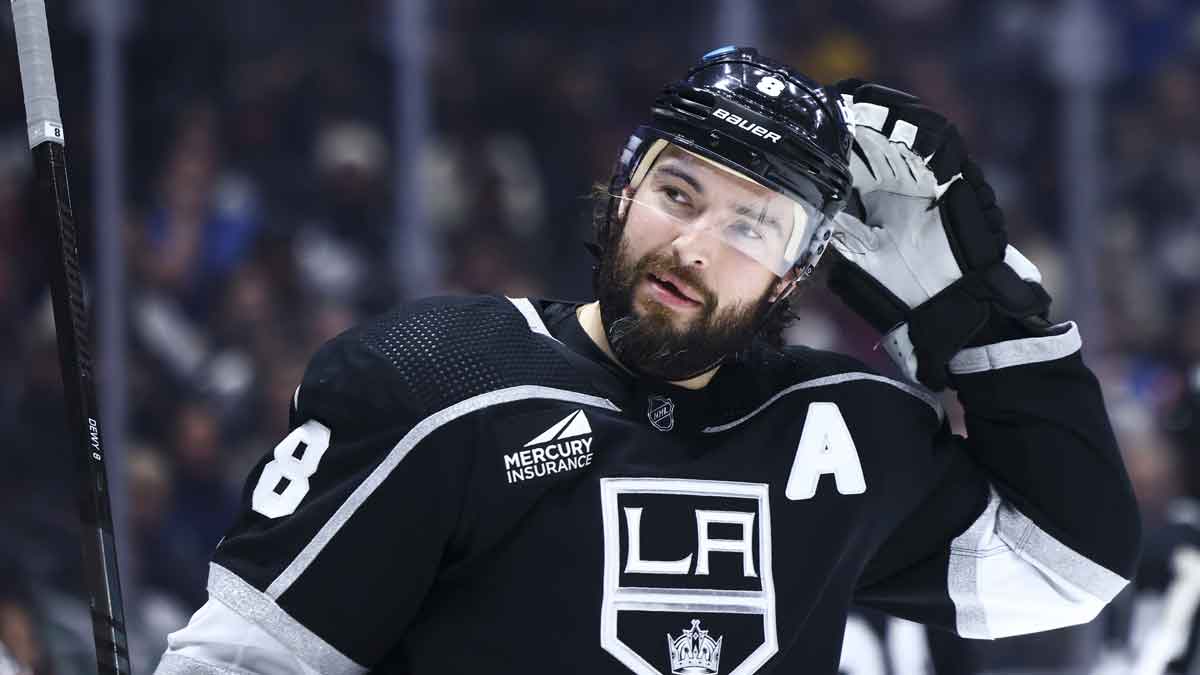 Los Angeles Kings defenseman Drew Doughty (8) looks on during the third period of a game against the Vancouver Canucks at Crypto.com Arena.