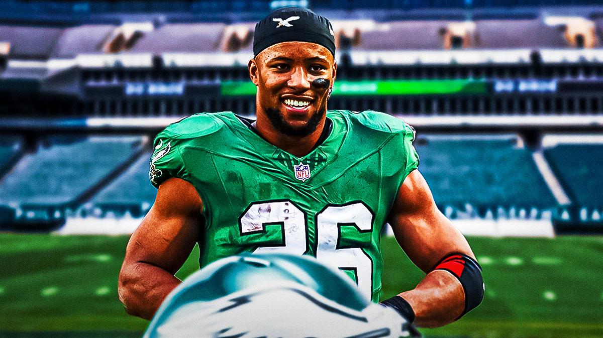 Saquon Barkley in an Eagles jersey.