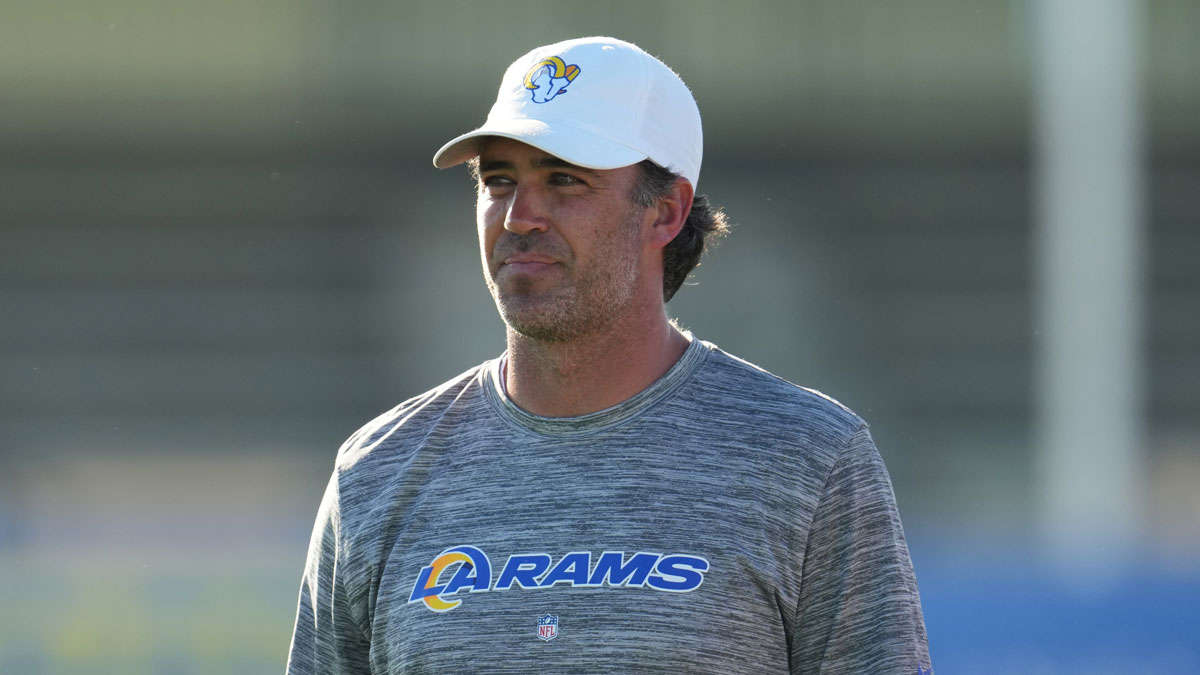 Los Angeles Rams quarterbacks coach Zac Robinson during training camp at UC Irvine. 