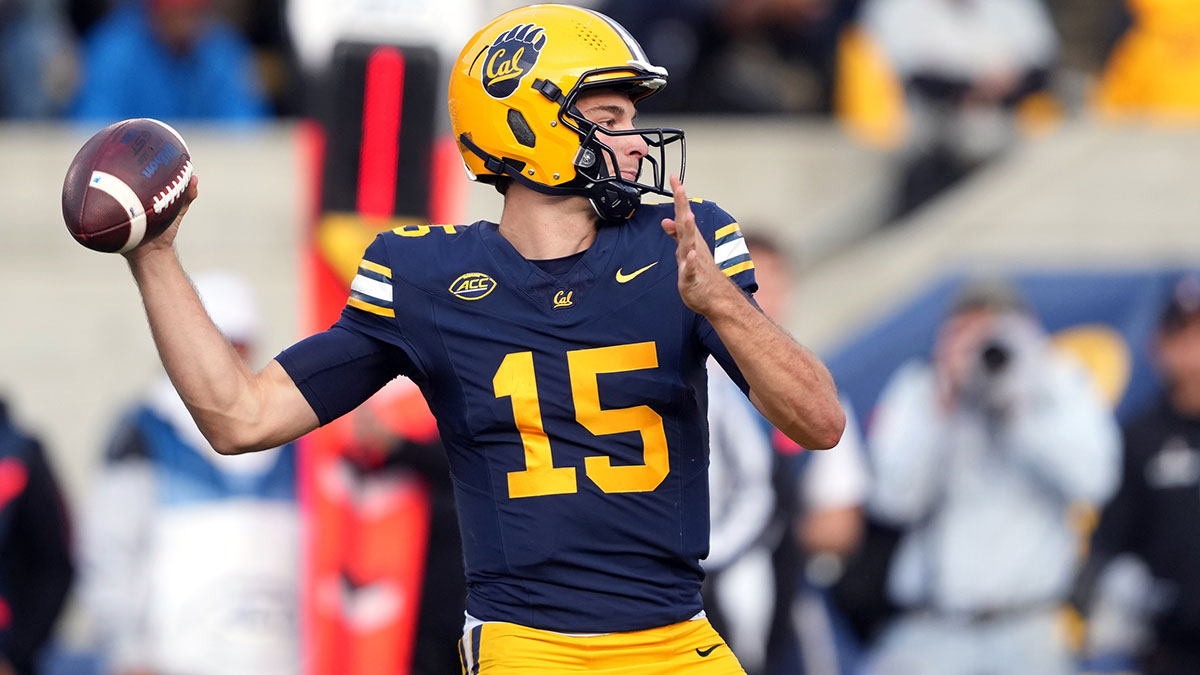 California Golden Bears quarterback Fernando Mendoza (15) throws a pass against the Stanford Cardinal during the fourth quarter at California Memorial Stadium.