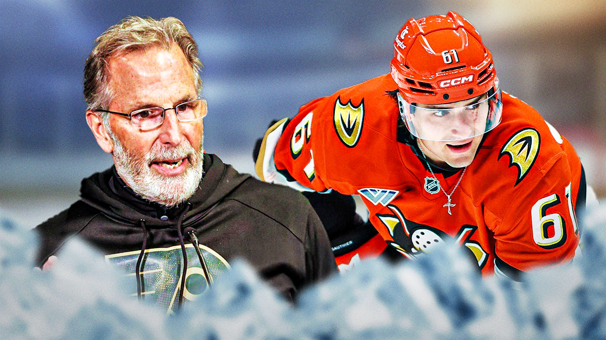 Flyers John Tortorella on the left, Cutter Gauthier on the right