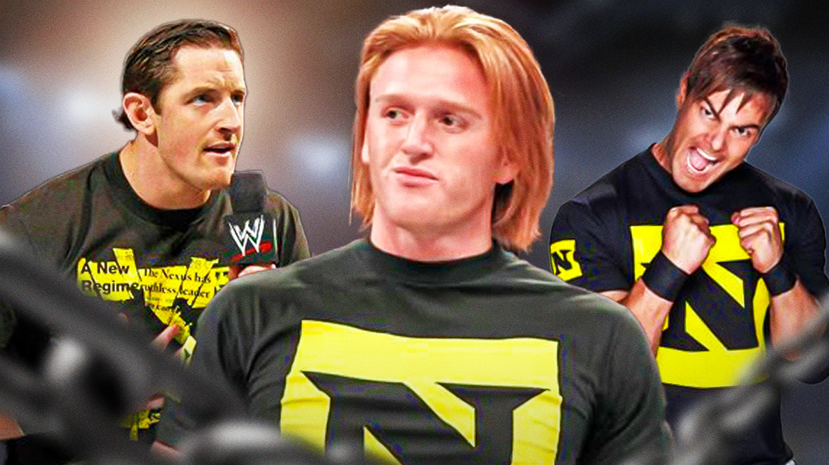 Former WWE star Heath Slater of the Nexus in between Wade Barrett and Justin Gabriel.