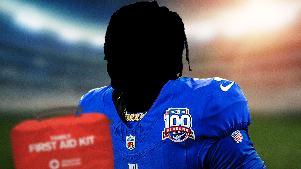 A mystery player with a Giants jersey and a first aid kit.