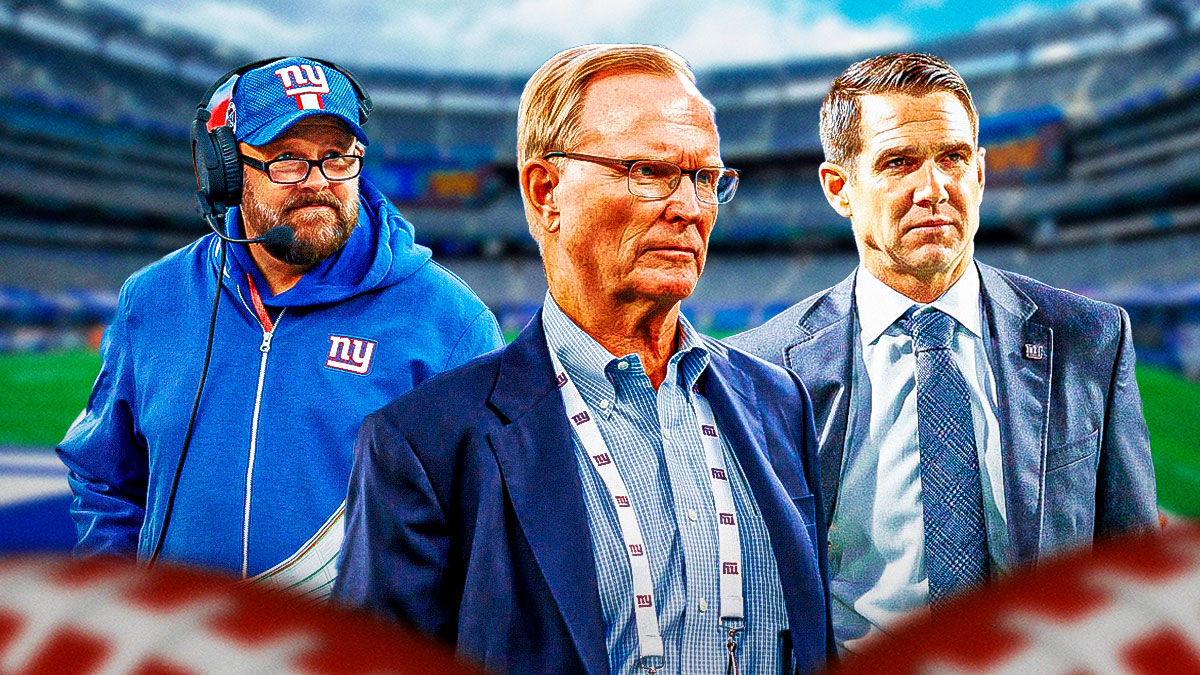 Giants John Mara, Giants Joe Schoen and Giants Brian Daboll