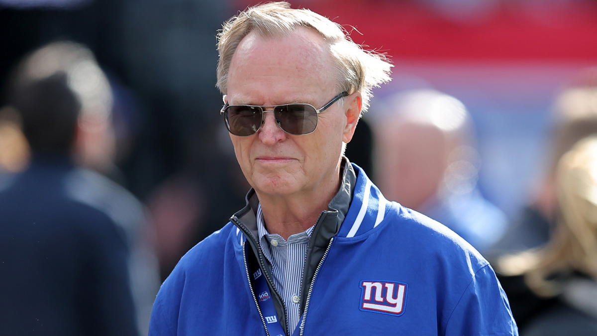 New York Giants co-owner John Mara watches warmups before a game against the New Orleans Saints at MetLife Stadium.