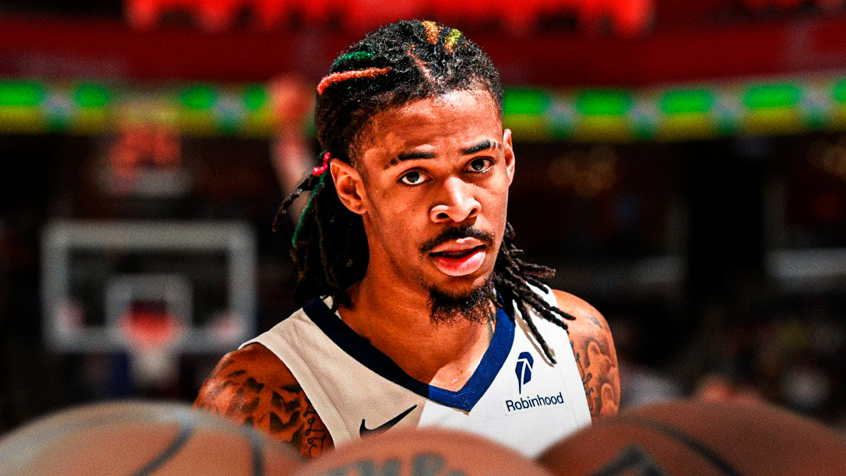 Grizzlies Ja Morant looking serious/upset. Close-up image of Morant please.