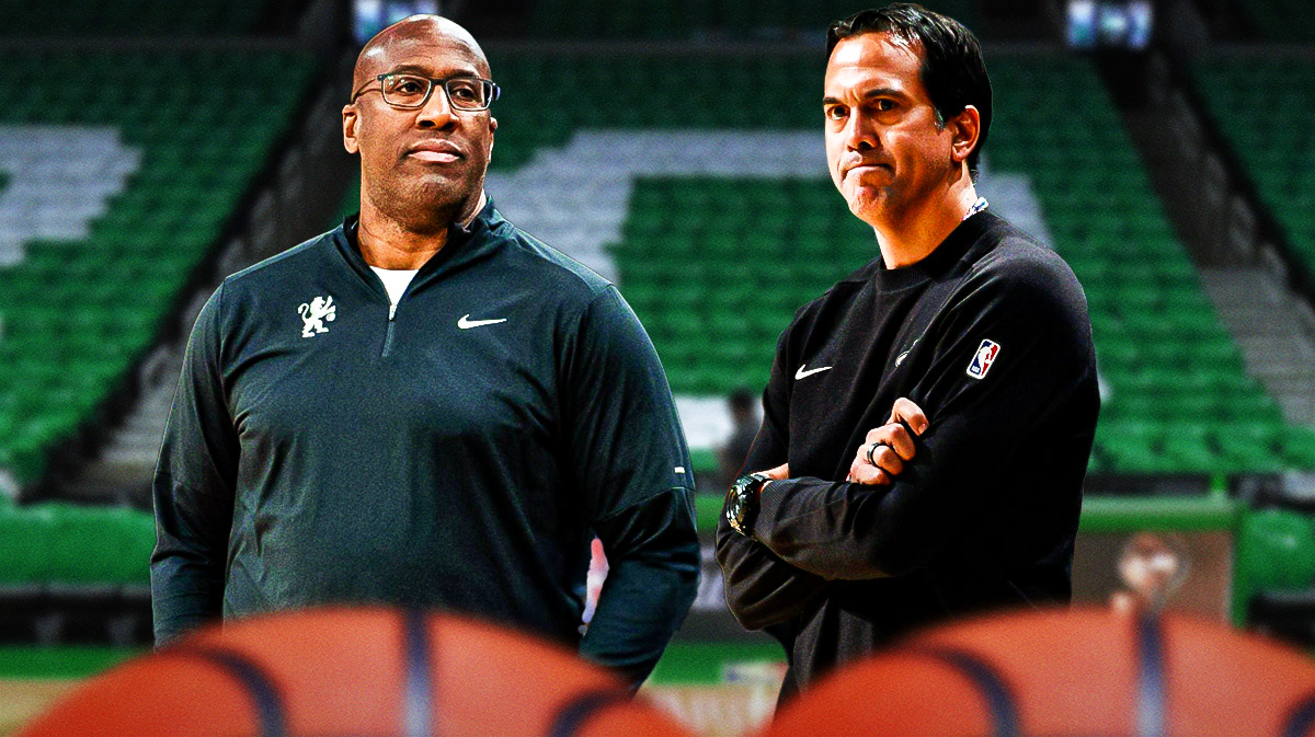 Photo: Heat HC Erik Spoelstra looking disappointing looking at Mike Brown