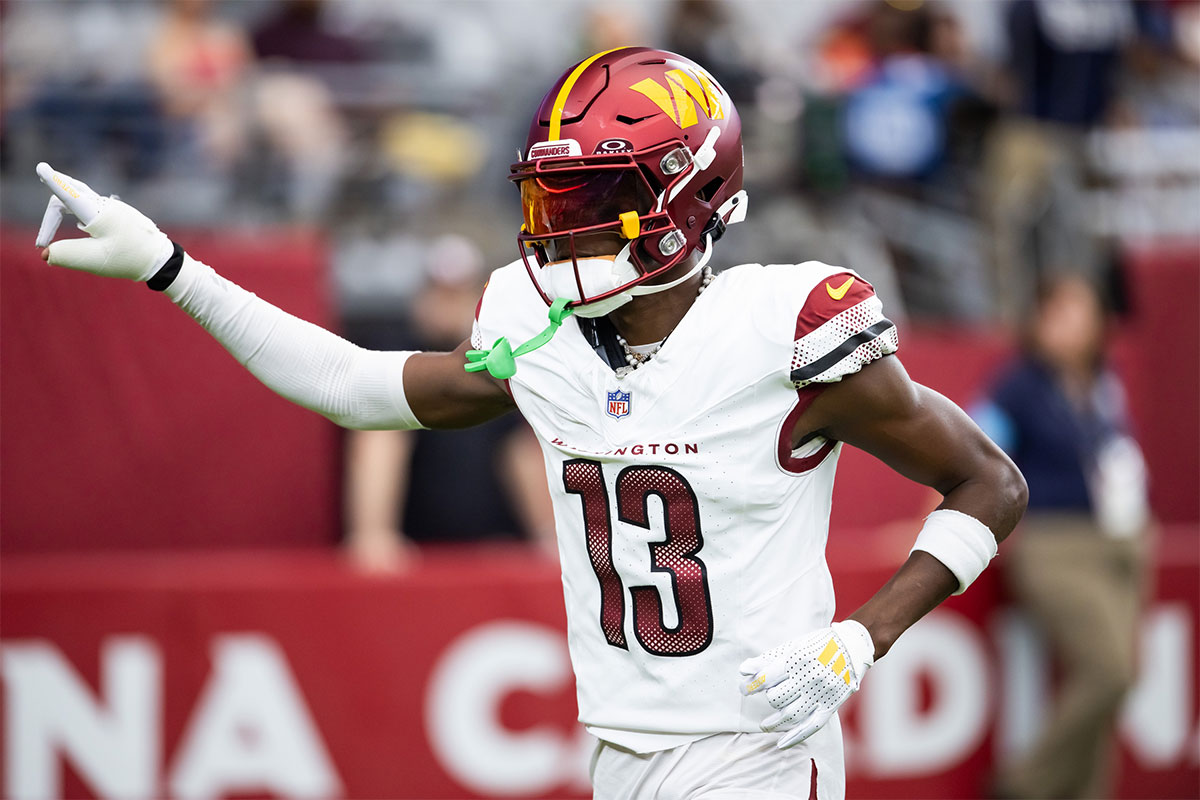 Washington Commanders cornerback Emmanuel Forbes Jr. (13) against the Arizona Cardinals at State Farm Stadium.