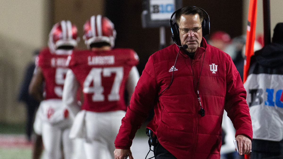 Indiana Hoosiers head coach Curt Cignetti in the second half against the Purdue Boilermakers at Memorial Stadium.
