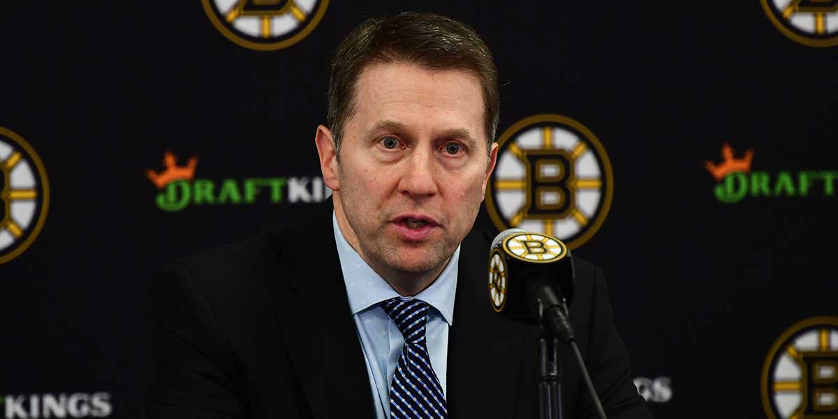 Boston Bruins interim coach Joe Sacco speaks to the media after his team defeated the Utah Hockey Club at TD Garden. 