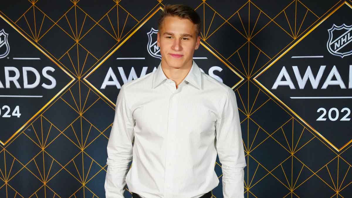 Ivan Demidov appears on a red carpet before the start of the 2024 NHL Awards at Fontainebleau Las Vegas.