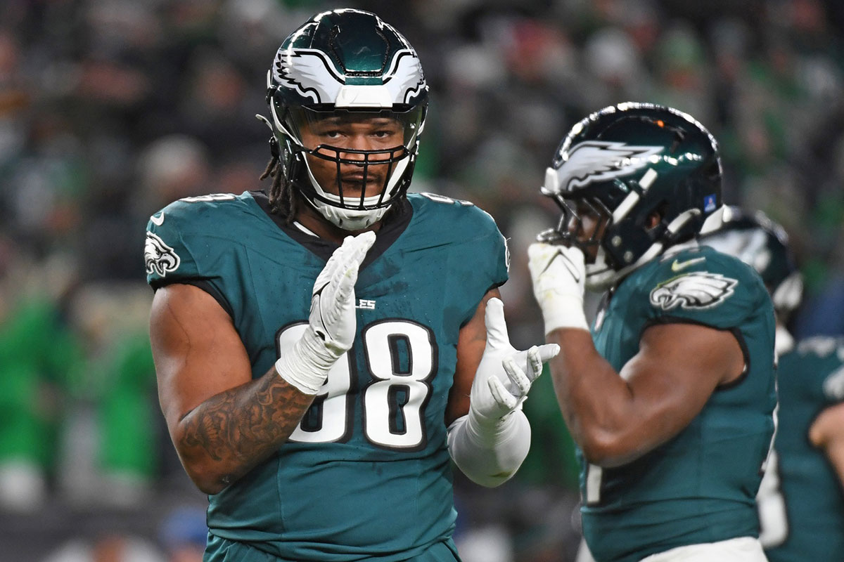 Philadelphia Eagles defensive tackle Jalen Carter (98) against the Pittsburgh Steelers at Lincoln Financial Field.