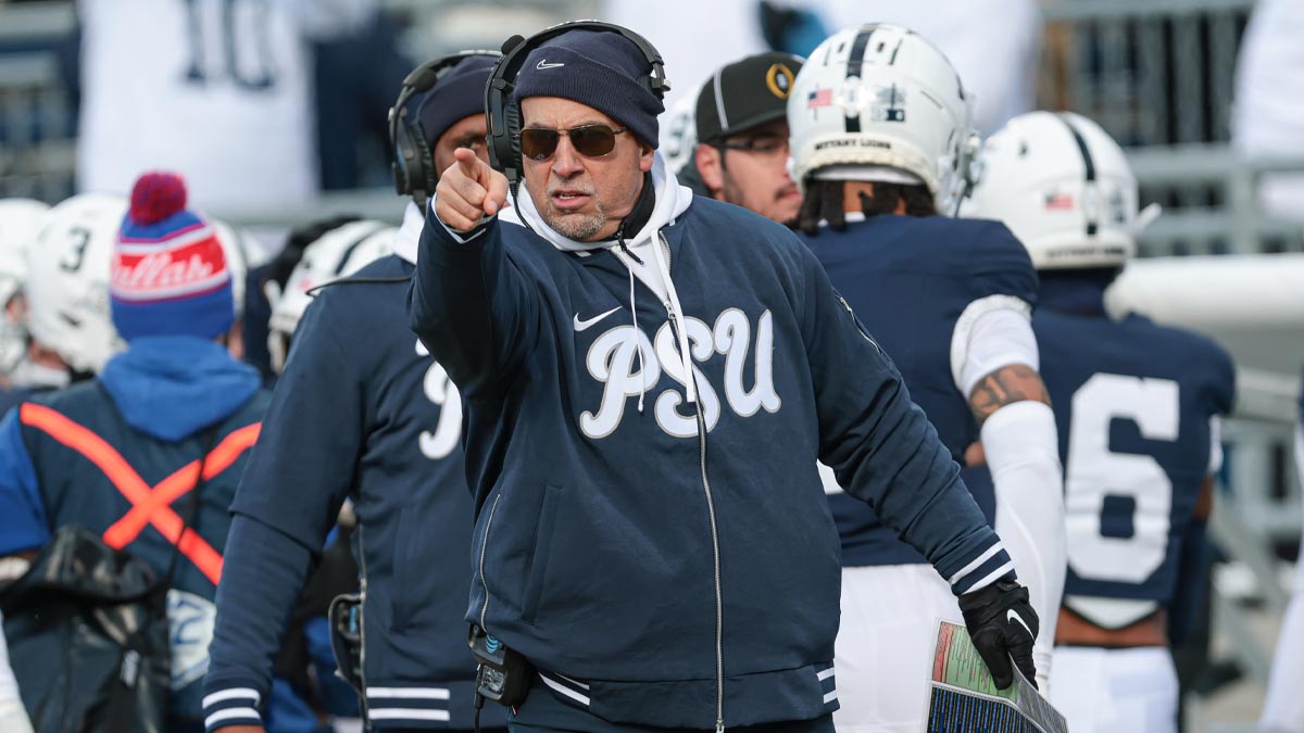 Penn State Nittany Lions head coach James Franklin reacts during the first half against the Southern Methodist Mustangs at Beaver Stadium.