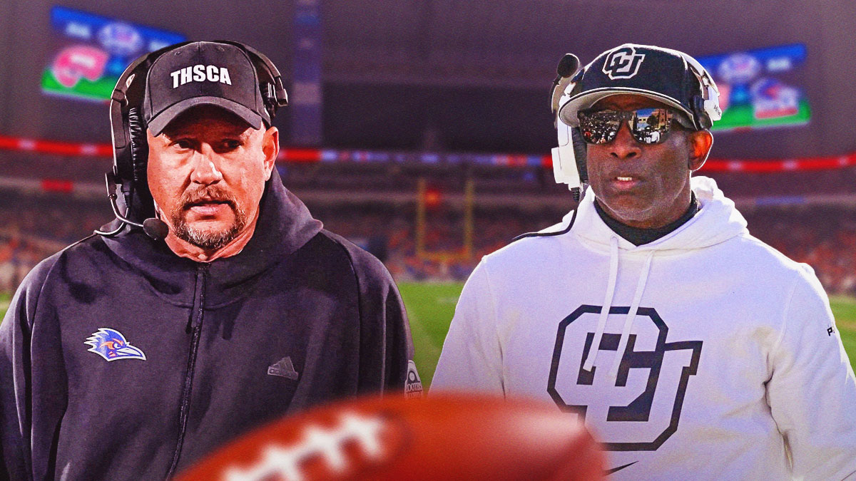 Jeff Traylor beside Deion Sanders.