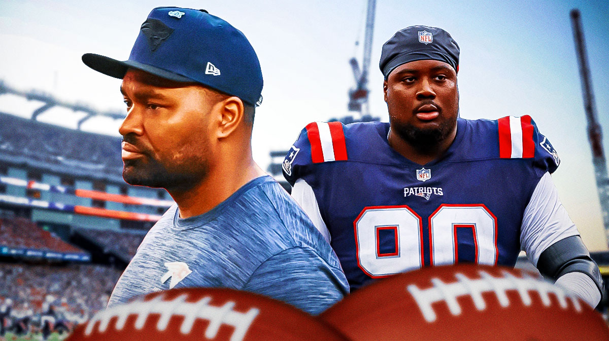 New England Patriots head coach Jerod Mayo and defensive tackle Christian Barmore