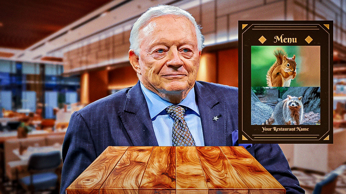 Cowboys owner Jerry Jones in a restaurant serving racoon and squirrel