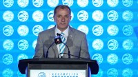 Oct 9, 2024; Charlotte, NC, USA; ACC commissioner Jim Phillips during ACC Media Days at The Hilton Charlotte Uptown. Mandatory Credit: Jim Dedmon-Imagn Images