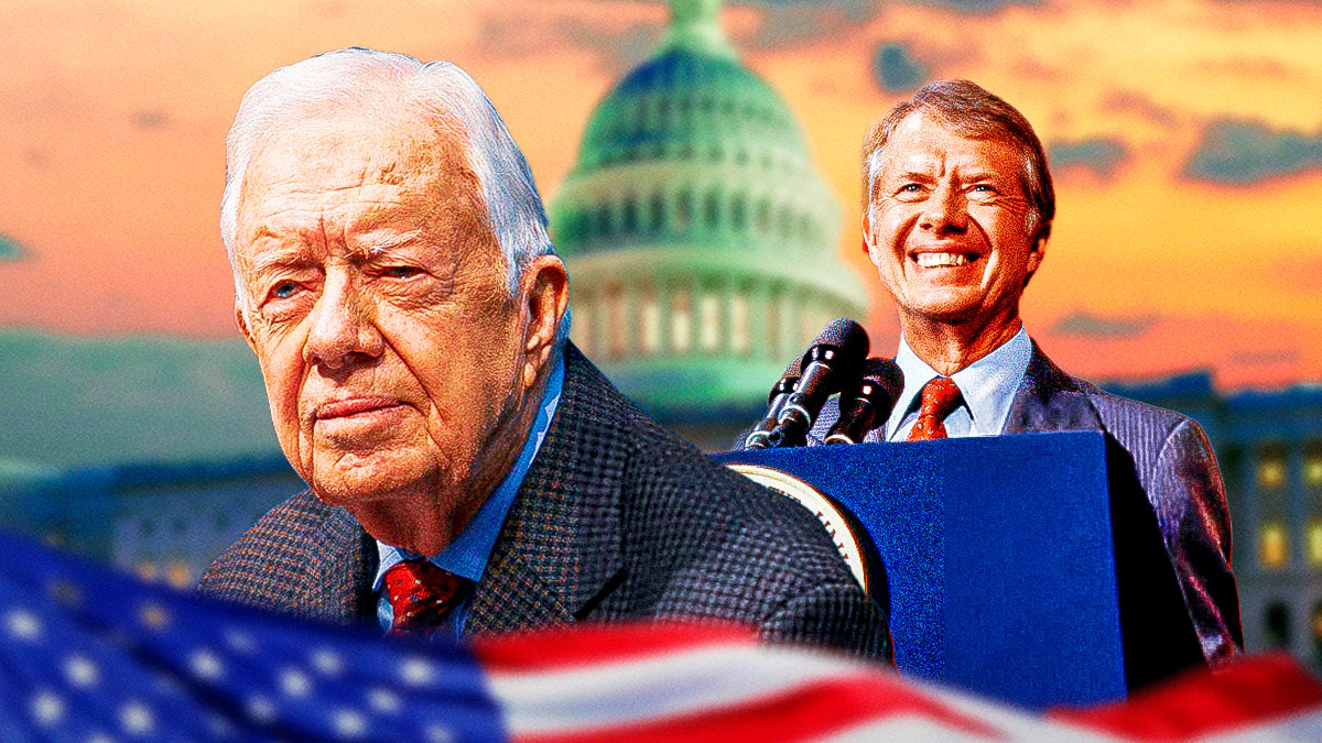 Image of Jimmy Carter when he was older and Jimmy Carter when he was the U.S. president.