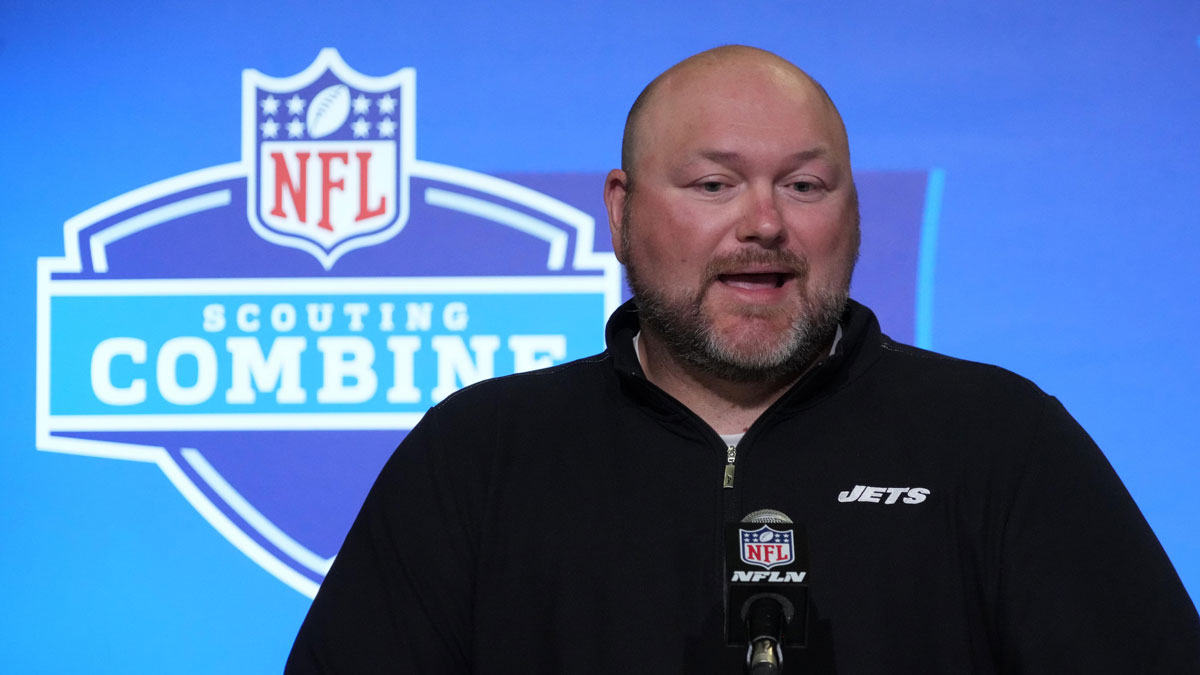 New York Jets general manager Joe Douglas during the NFL combine at the Indiana Convention Center.