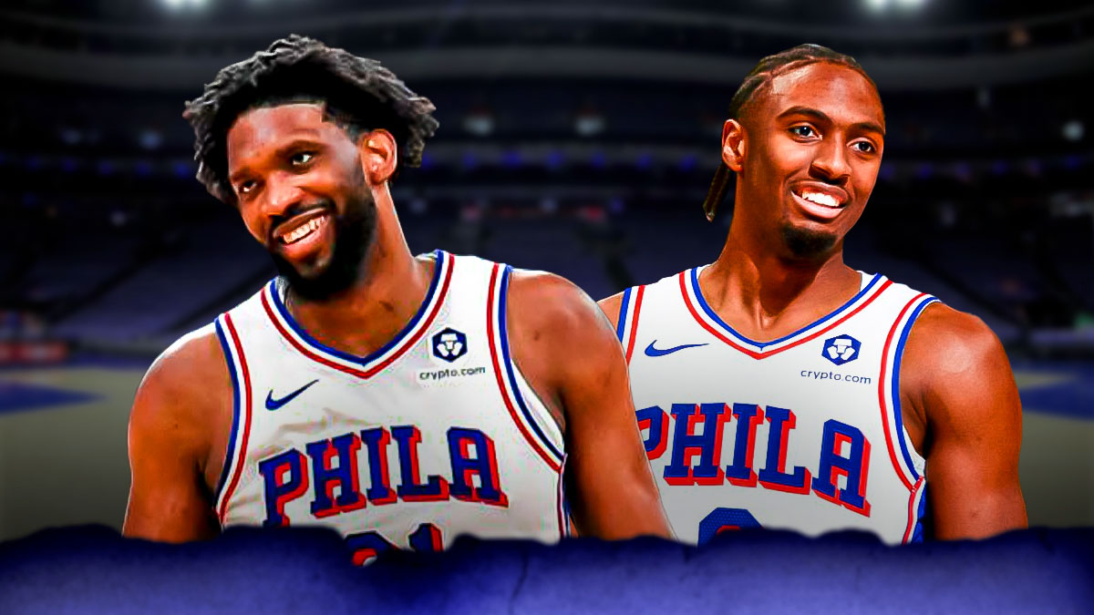 76ers' Joel Embiid crashes Tyrese Maxey's interview with Caleb Martin declaration