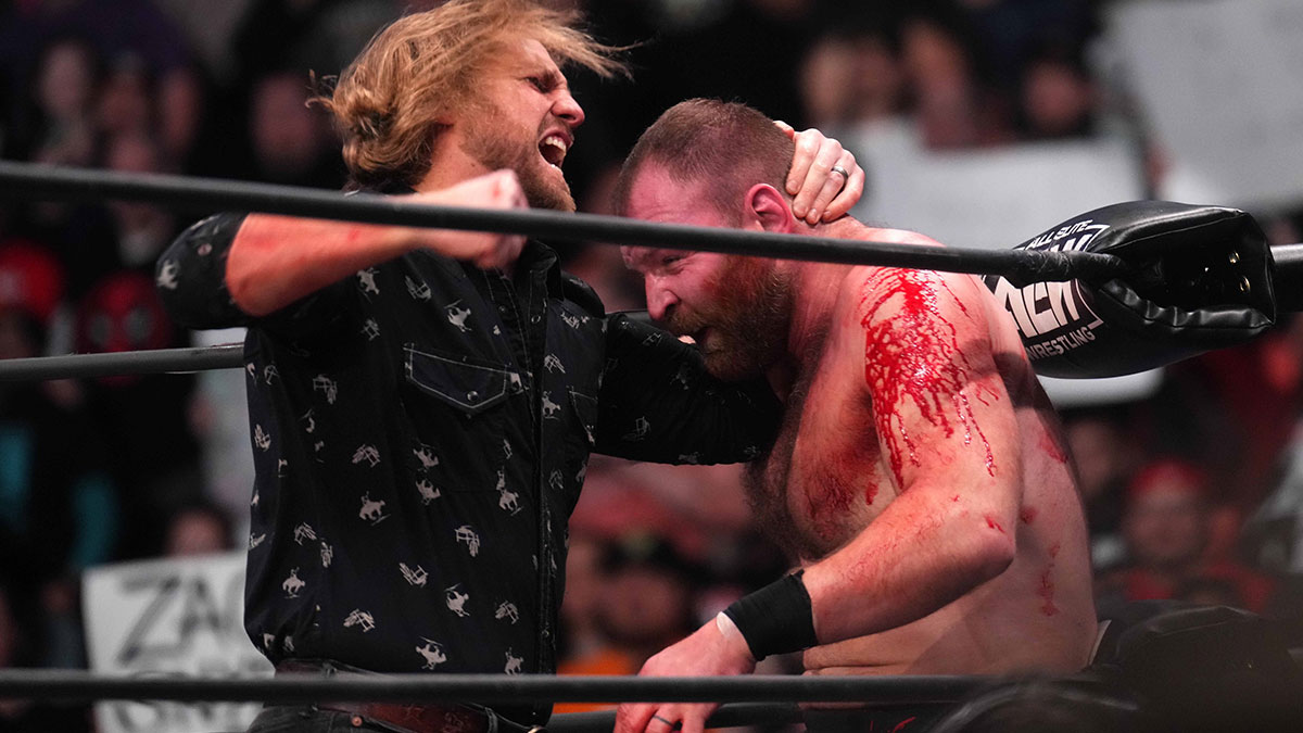 Hangman Adam Page (left) and Jon Moxley during AEW Dynamite at Footprint Center.