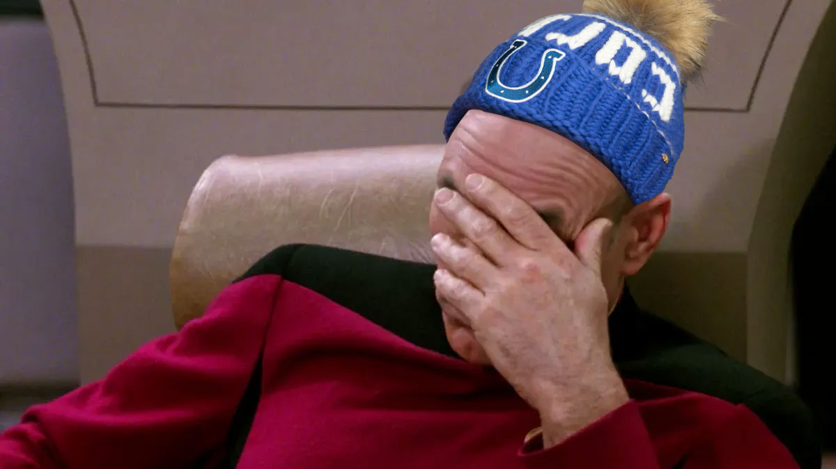 The facepalm meme with a Colts beanie on the guy