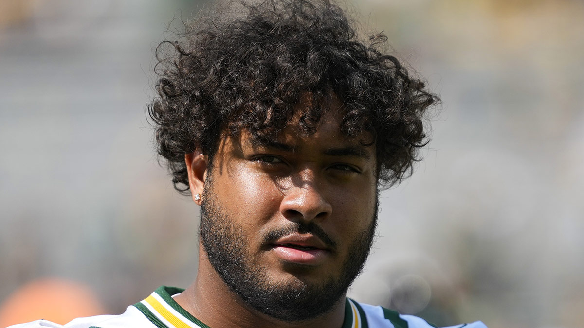 Green Bay Packers offensive linenam Jordan Morgan (77) following the game against the Baltimore Ravens at Lambeau Field. 