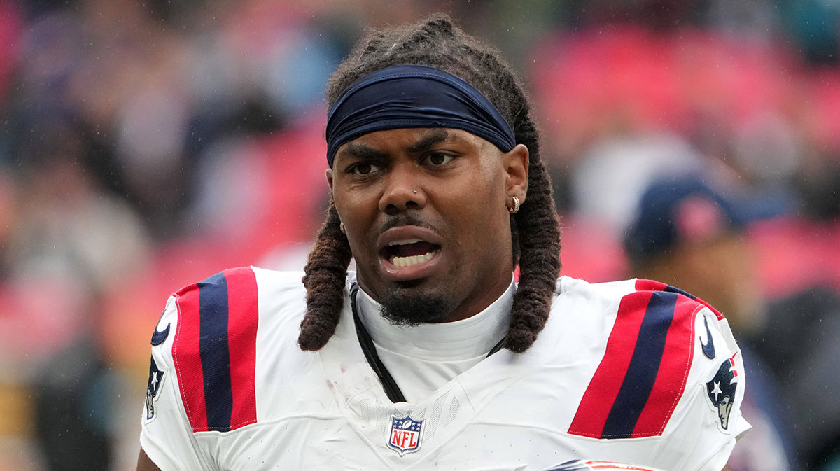 New England Patriots wide receiver K.J. Osborn (2) during an NFL International Series game against the Jacksonville Jaguars at Wembley Stadium.