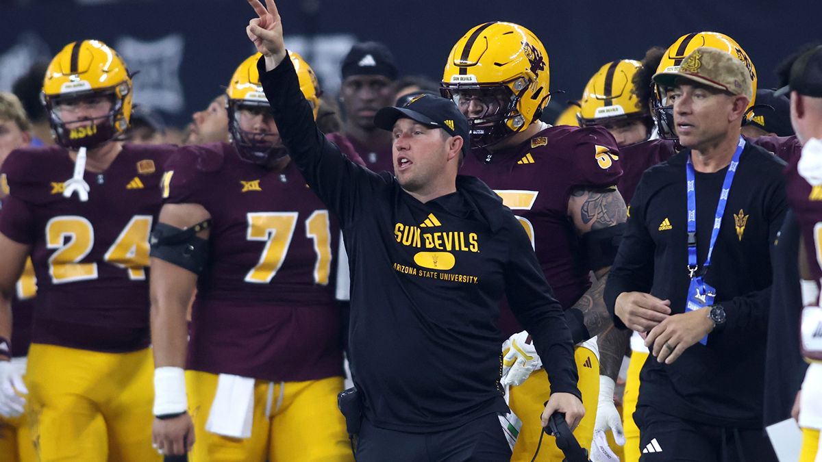 Arizona State Sun Devils head coach Kenny Dillingham stands on the sidelines during the game against the Iowa State Cyclones at AT&T Stadium