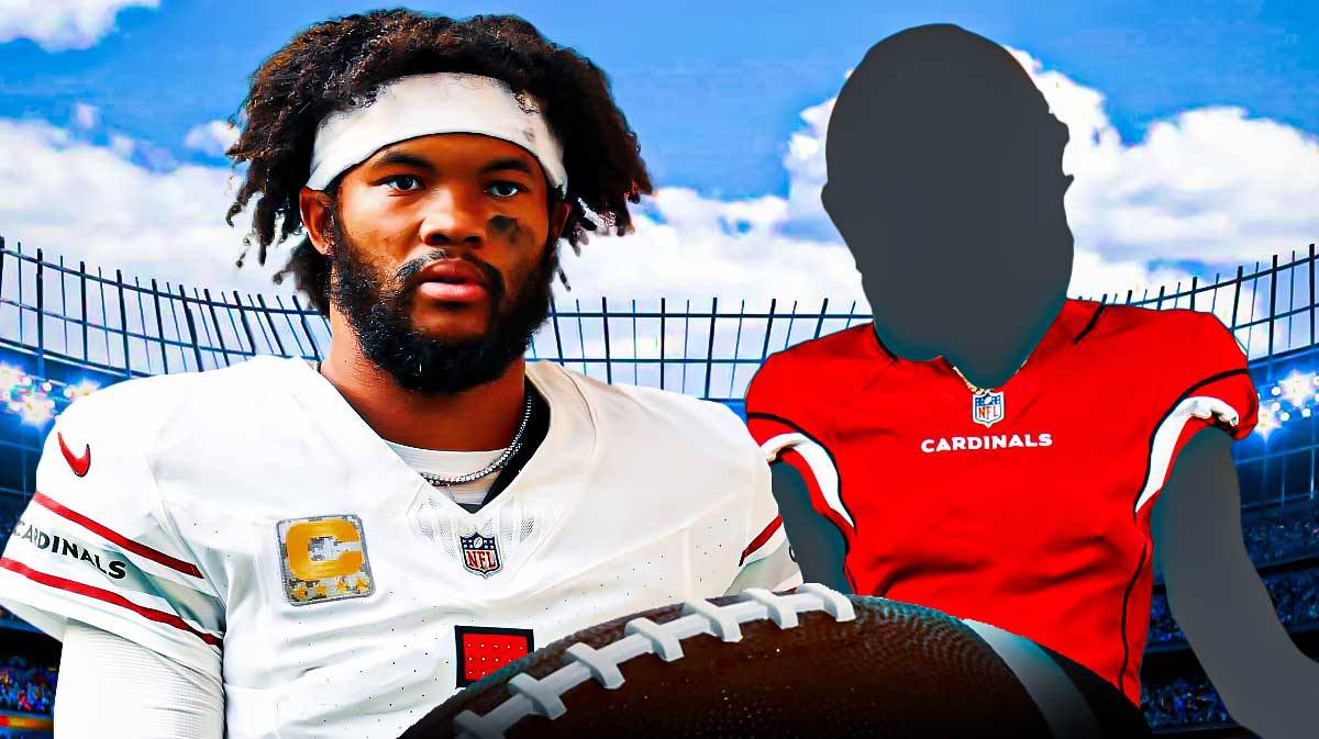 A mystery player in a Cardinals jersey next to Kyler Murray.