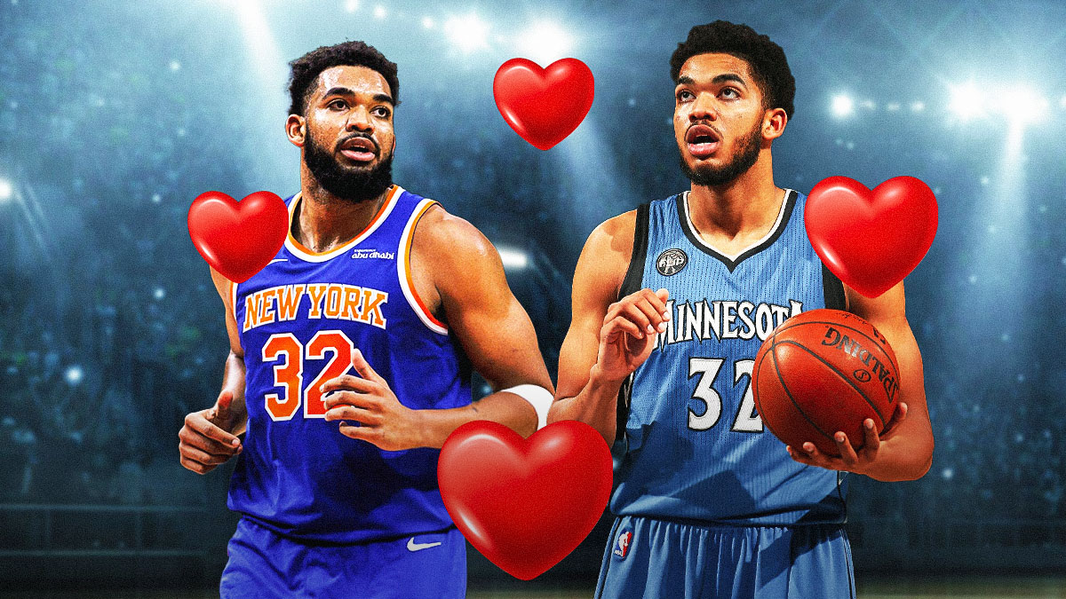 Knicks' Karl-Anthony Towns looking at 2015 Timberwolves version of himself, with hearts all over