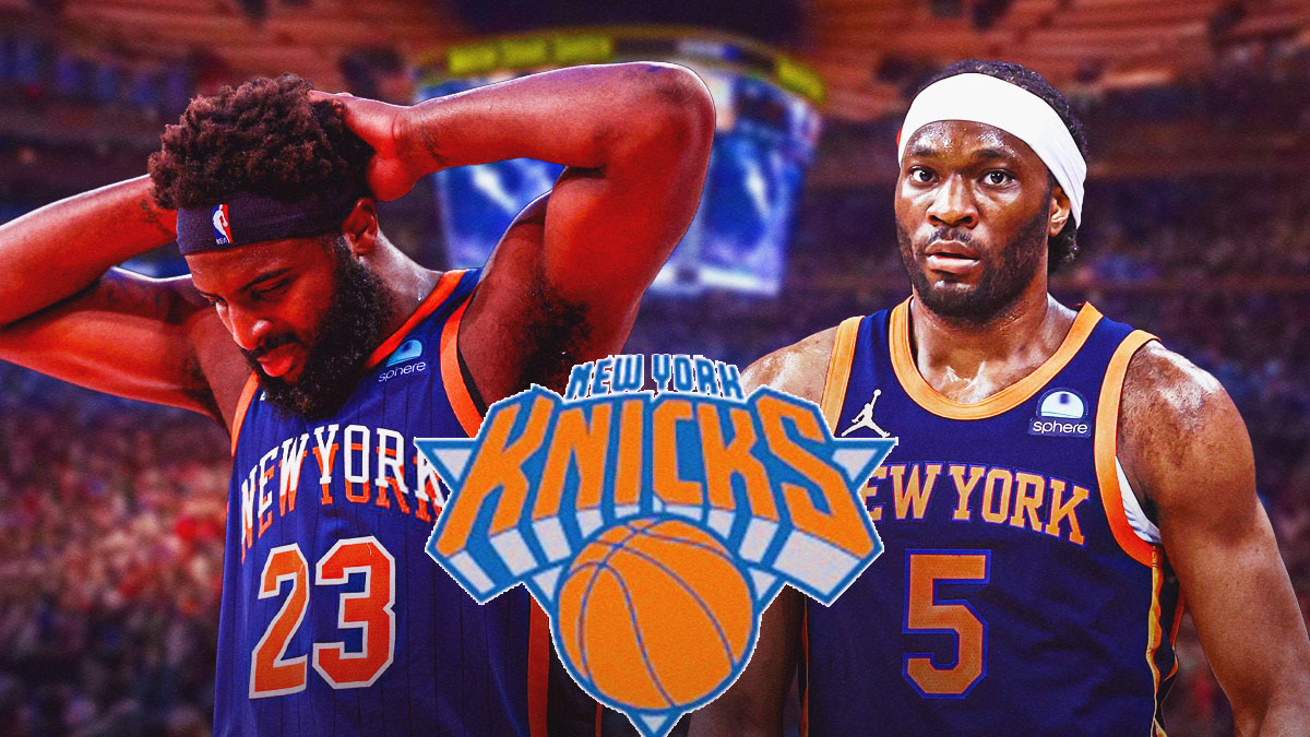 Knicks Mitchell Robinson and Precious Achiuwa looking upset
