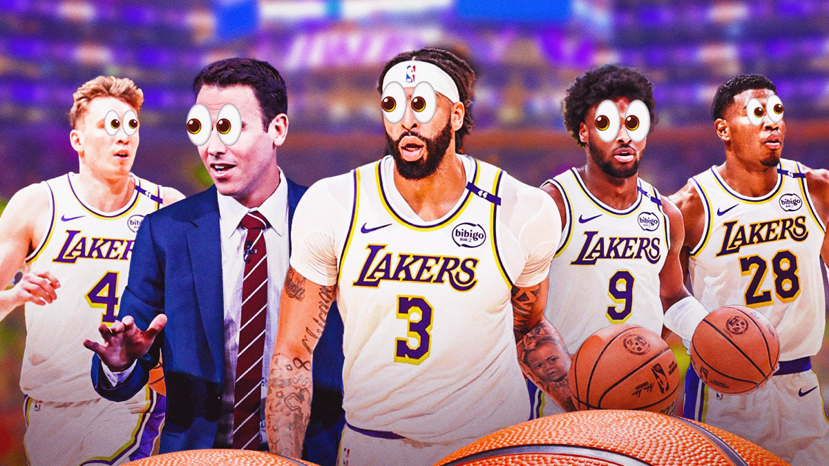 Oz the Mentalist and Anthony Davis, Bronny James, Rui Hachimura, and Dalton Knecht with eye emojis on their face.