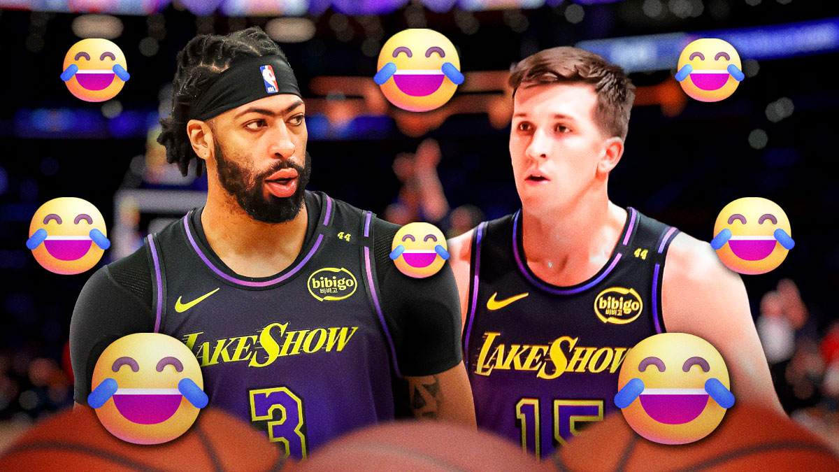 Lakers F Anthony Davis and G Austin Reeves with laughing emojis