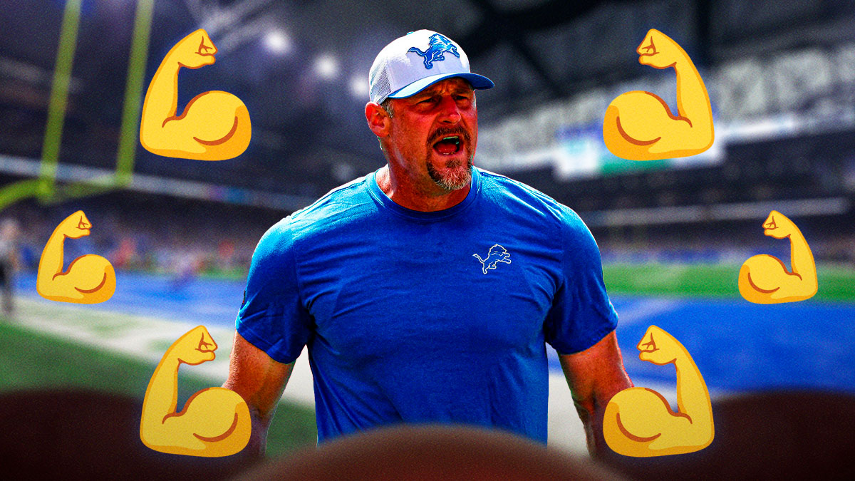 Lions Dan Campbell with flexing emojis all around