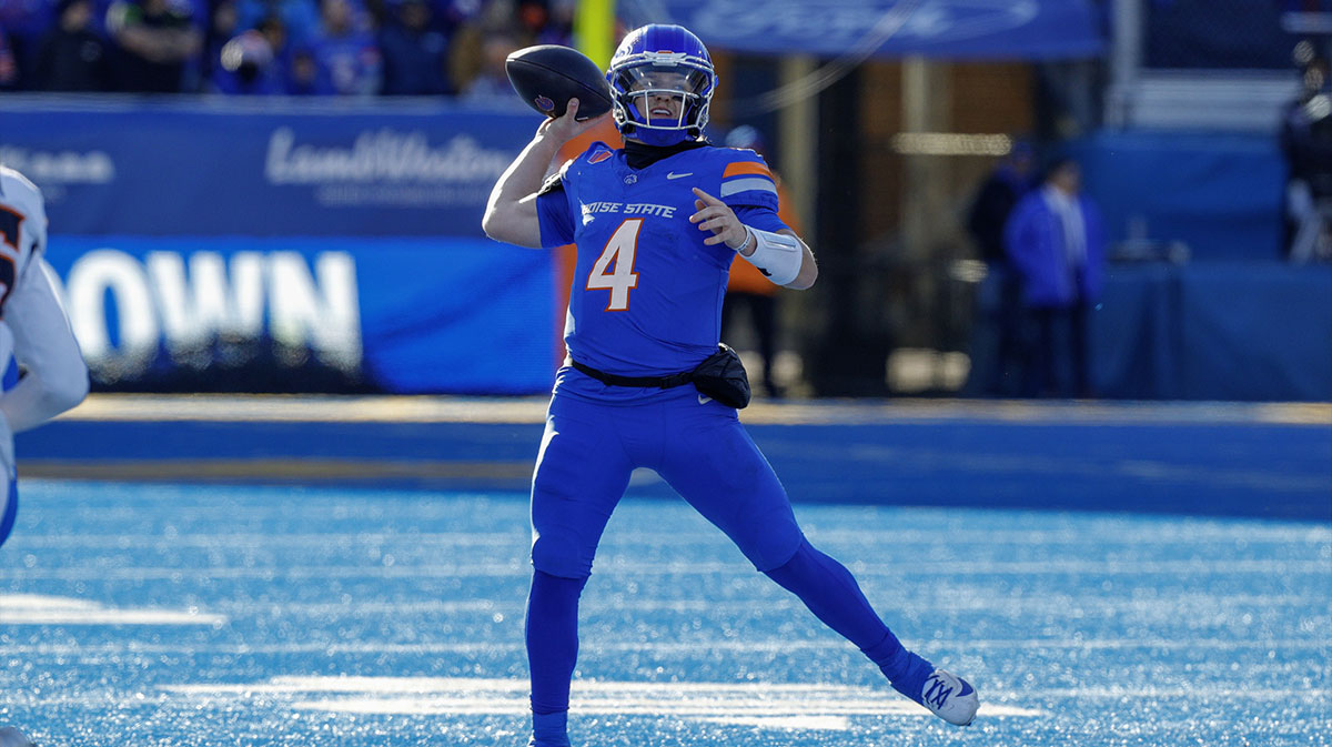 Boise State Broncos quarterback Maddux Madsen (4) during the second half against the Oregon State Beavers at Albertsons Stadium. Boise State defeats Oregon State 34-18.