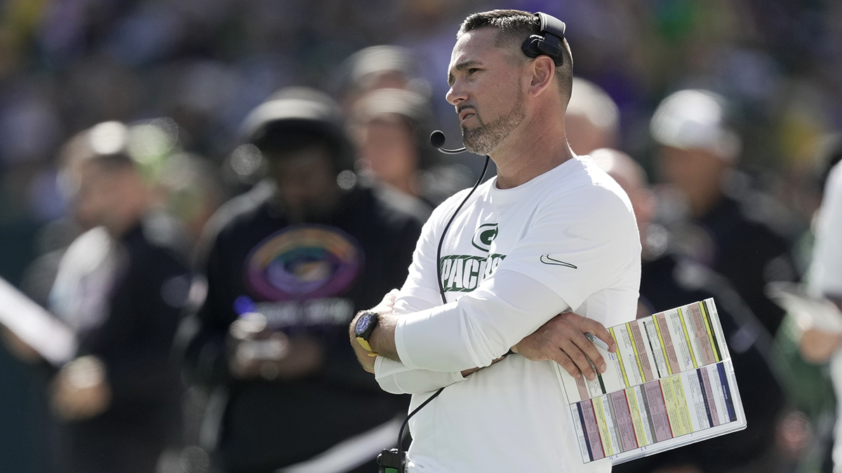 Green Bay Packers head coach Matt LaFleur is shown during the first quarter of their game against the Minnesota Vikings Sunday, September 29, 2024 at Lambeau Field in Green Bay,