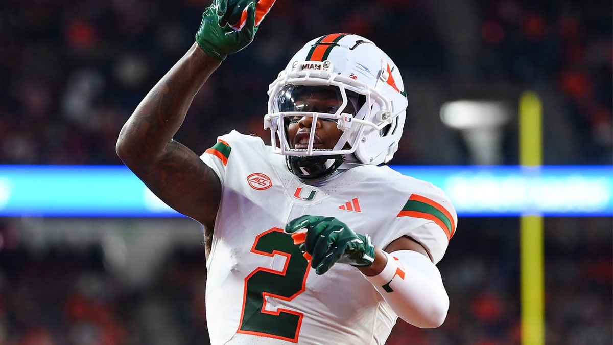Miami Hurricanes wide receiver Isaiah Horton (2) reacts after a play against the Syracuse Orange during the first half at the JMA Wireless Dome.