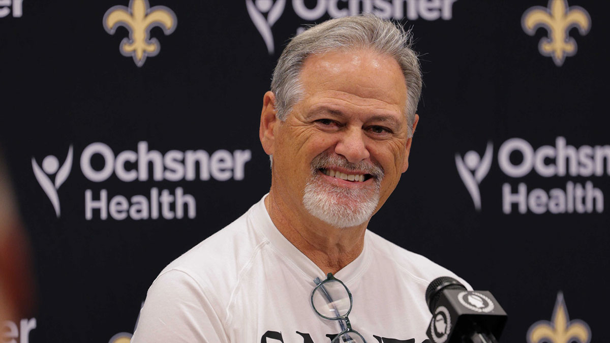 New Orleans Saints general manager Mickey Loomis at training camp press conference at Ochsner Sports Performance Center.