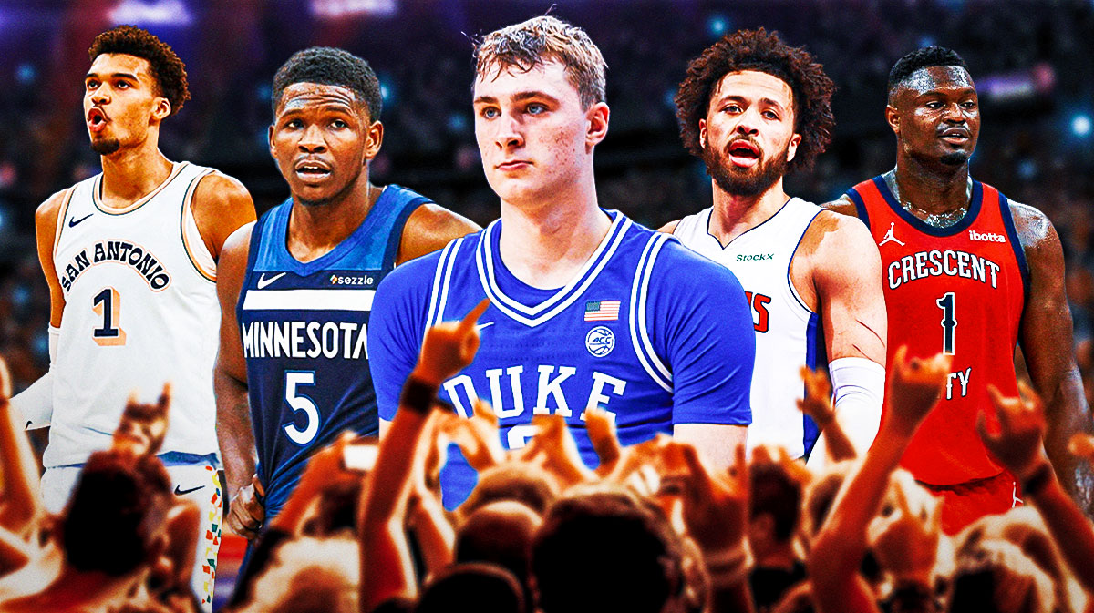 Cooper Flagg next to Victor Wembanyama, Anthony Edwards, Cade Cunningham, and Zion Williamson