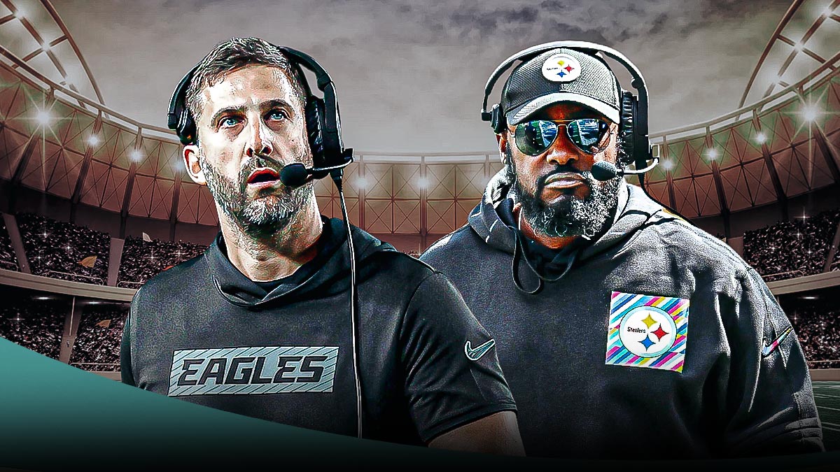 Eagles' Nick Sirianni and Steelers' Mike Tomlin with stoic expressions