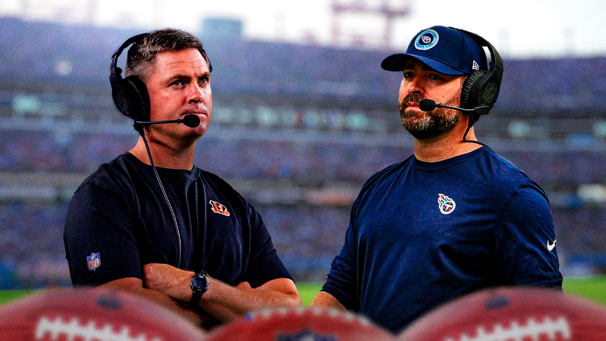 Titans Brian Callahan and Bengals Zac Taylor looking shocked