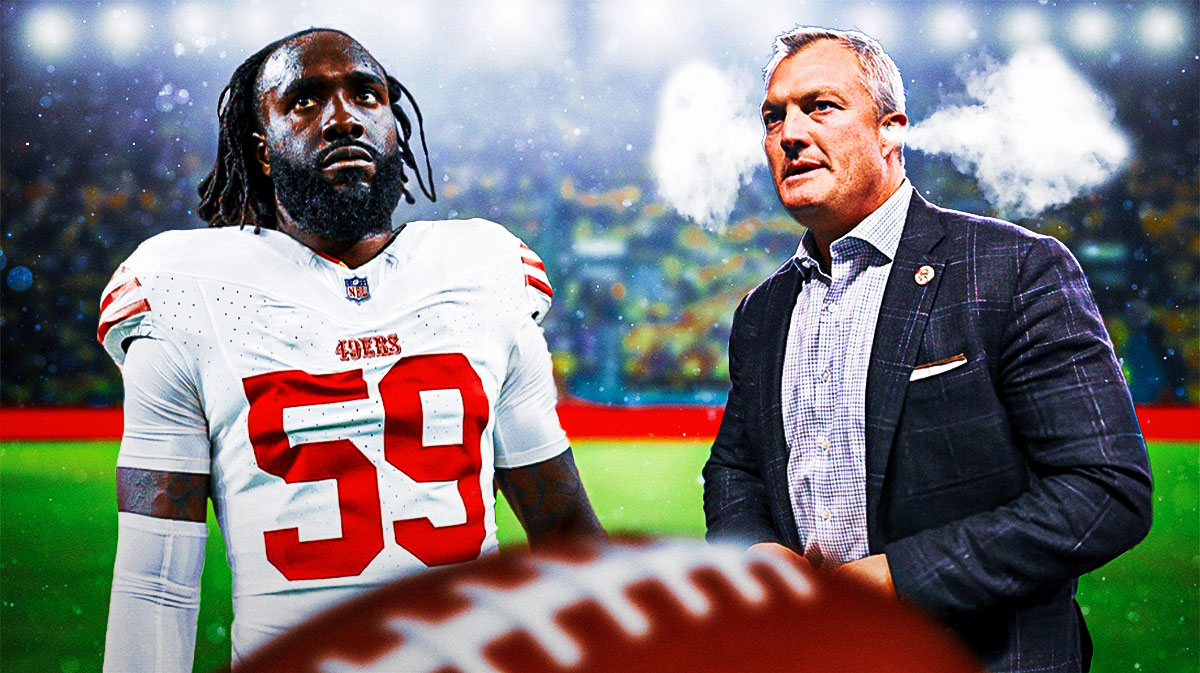 49ers GM John Lynch looking mad with steam coming out of his ears yelling at De'Vondre Campbell