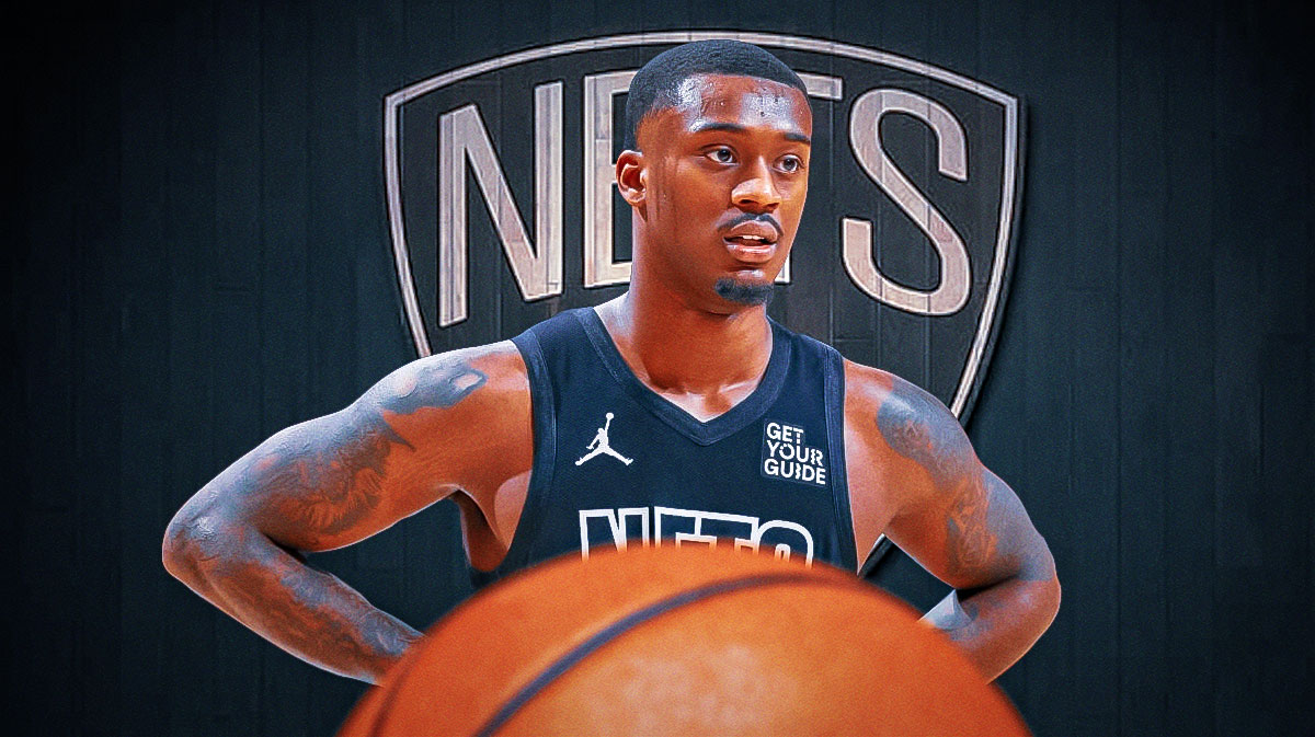 Dariq Whitehead with the Nets logo