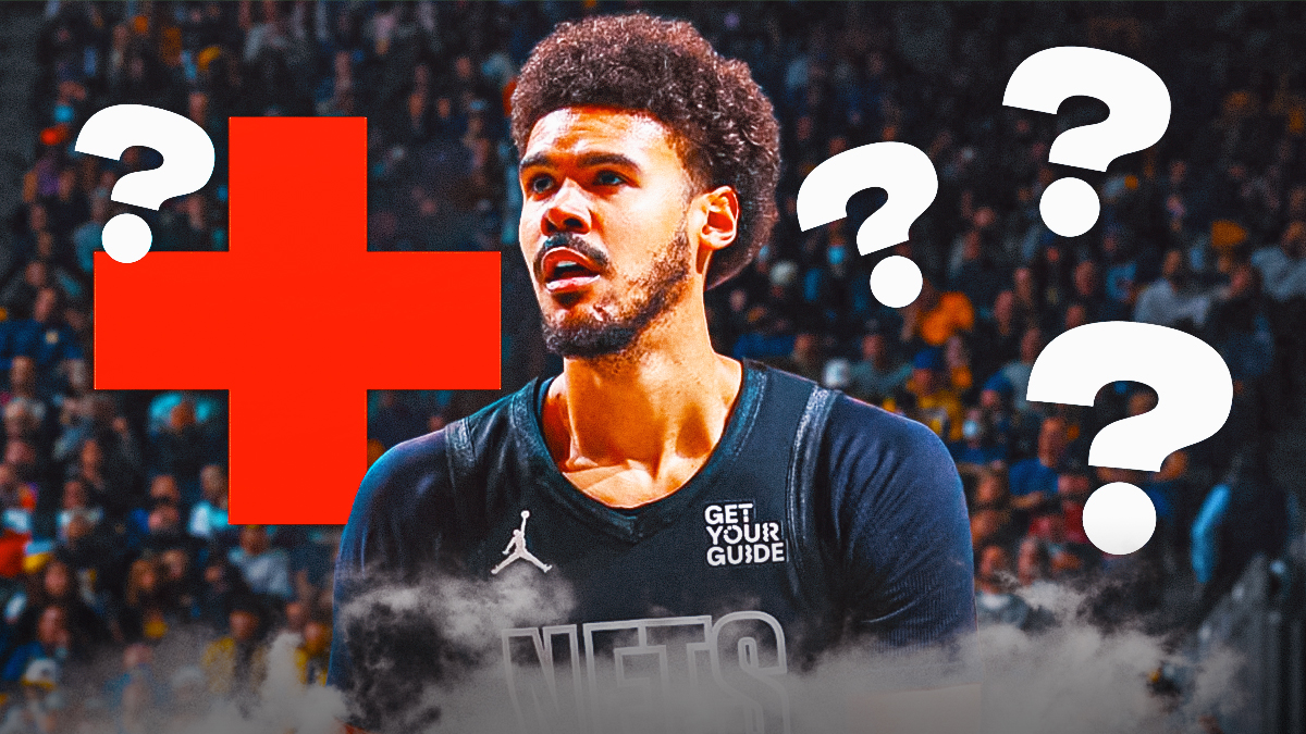 Cam Johnson with medical signs and question marks