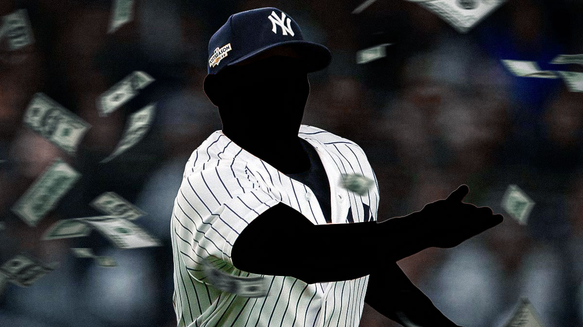 A silhouette of Jonathan Loaisiga with money raining down.