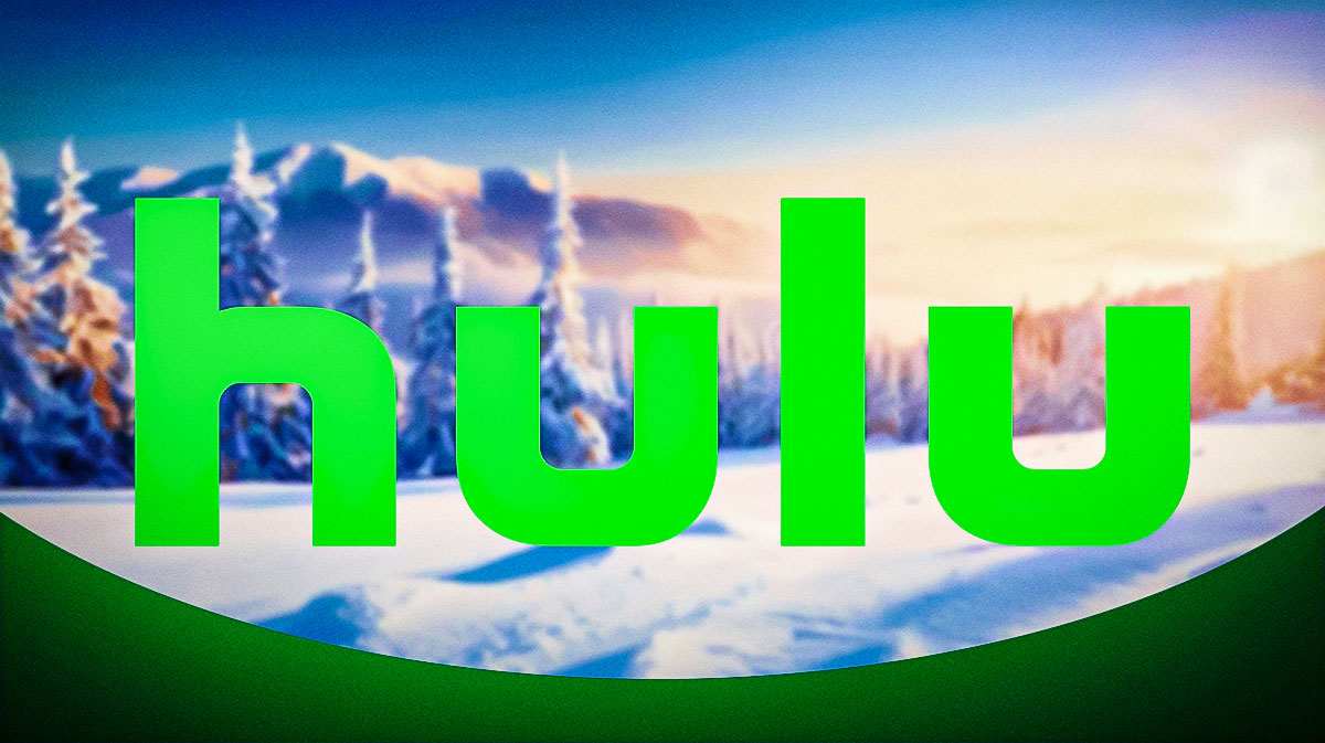Hulu logo with snowy background.