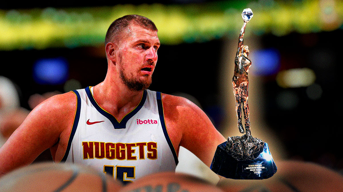 Denver Nuggets center Nikola Jokic eyeing the NBA MVP Trophy