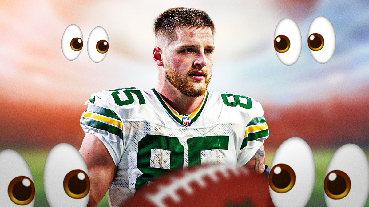 Tucker Kraft. Eyeball emojis all around him.